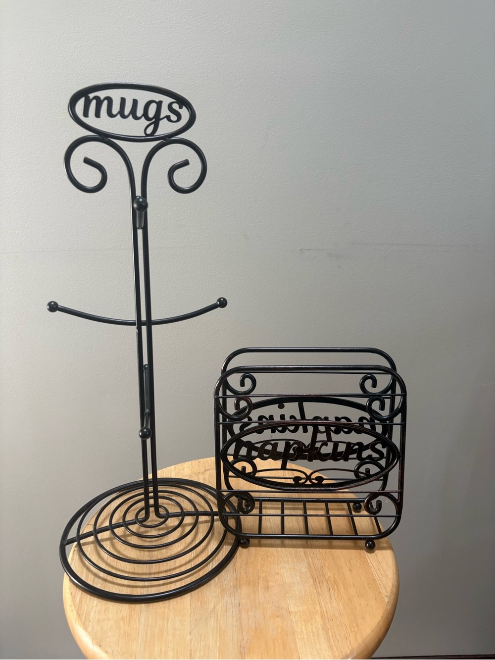 Black Metal Mug Tree & Napkin Holder Set by